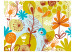 Fototapet Abstraktion - ritning av växter på färgad bakgrund med oregelbundet mönster 60815 additionalThumb 1