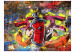 Fototapet Graffiti monster - street art med en sprayburk i centrum och färgstark bakgrund 60535 additionalThumb 1