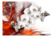 Fototapet Blommor i eld - svartvit orkidé med orange rökmönster 61845 additionalThumb 1