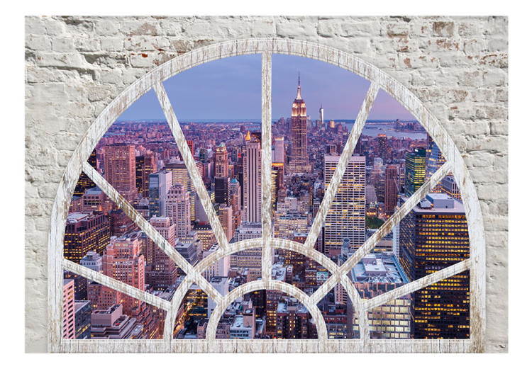 Fototapet Utsikt från fönstret i New York - nattvy över stadens arkitektur 62345 additionalImage 1
