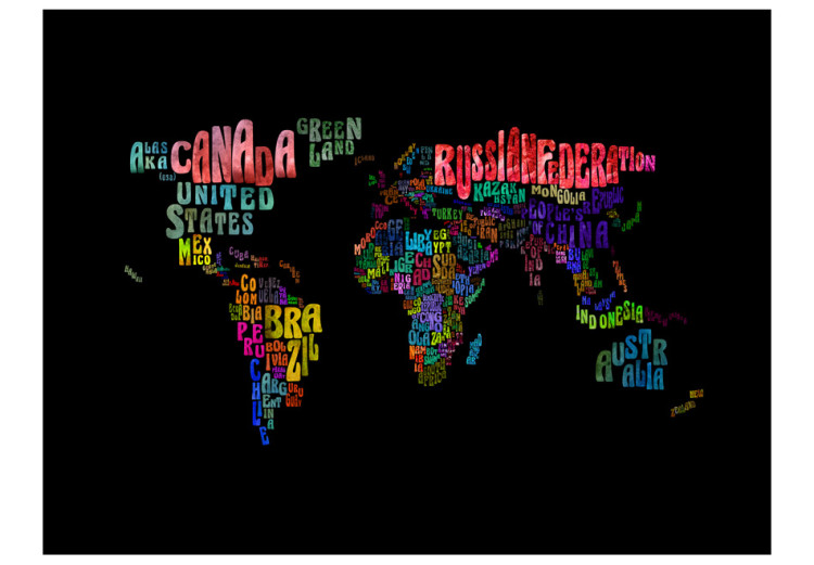Fototapet Mångfärgade resor - färgglad världskarta med etiketter för kontinenter 60065 additionalImage 1