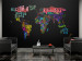 Fototapet Mångfärgade resor - färgglad världskarta med etiketter för kontinenter 60065