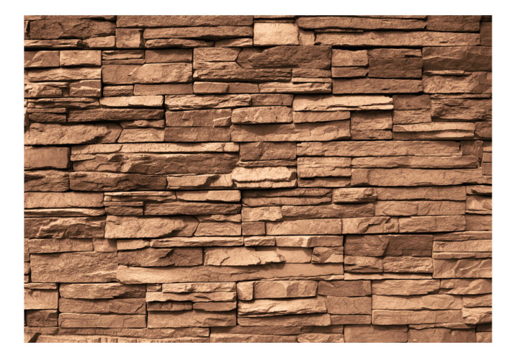 Fototapet Chokladstenar - bakgrund med 3D-väggmönster av brun sten 64885 additionalImage 1