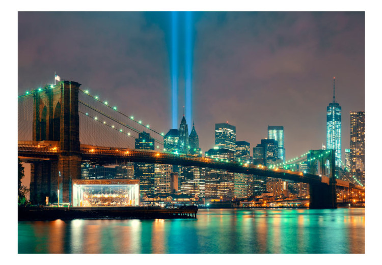Fototapet Skiss av New York - svartvitt motiv med färgglada accenter 61495 additionalImage 1