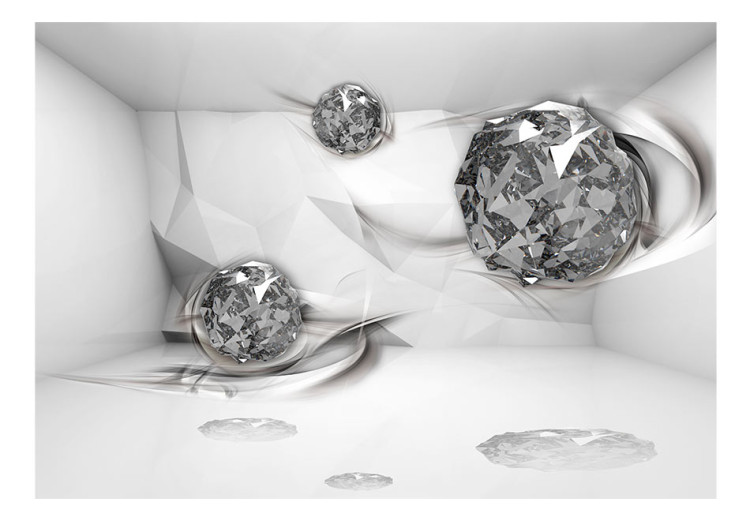 Fototapet Diamantrummet - vit rymd med glasblock och skugga 62106 additionalImage 1