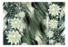 Fototapet Vita blommor på abstrakt bakgrund - mönster med grå och silverfärgade vågor 64306 additionalThumb 1