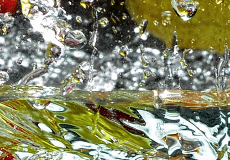 Rund tavla Refreshing - A Photo of Fruit Falling Into the Water on Black Background 148716 additionalImage 2