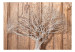 Fototapet Trälandskap - kargt träd mot bakgrund av bruna träplankor 64626 additionalThumb 1