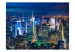 Fototapet Manhattan på natten - bild av upplyst arkitektur i New York från fågelperspektiv 61636 additionalThumb 1