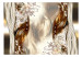 Fototapet Glänsande abstraktion - grafiska liljor bland bruna och beige toner 64136 additionalThumb 1