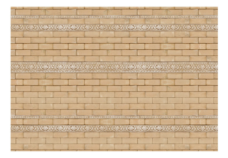 Fototapet Elegant mur - bakgrund med beige tegel och 3D-dekorationer 60946 additionalImage 1