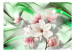 Fototapet Magnolior på grenen - vita blommor på en bakgrund av gröna mönster med glans 62466 additionalThumb 1