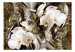Fototapet Vita orkidéer - blommor på en glänsande guld-silvermönster 64376 additionalThumb 1