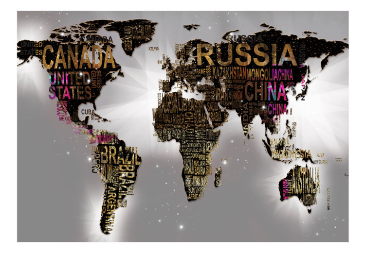 Fototapet Svarta kontinenter - världskarta med länderna namngivna på engelska 65576 additionalImage 1
