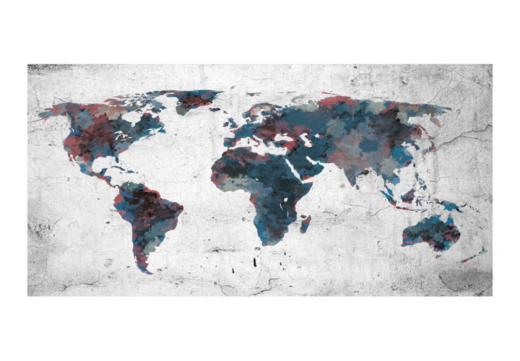 Fototapet Kontinenter - världskarta i dämpade färger mot grå bakgrund 59986 additionalImage 1