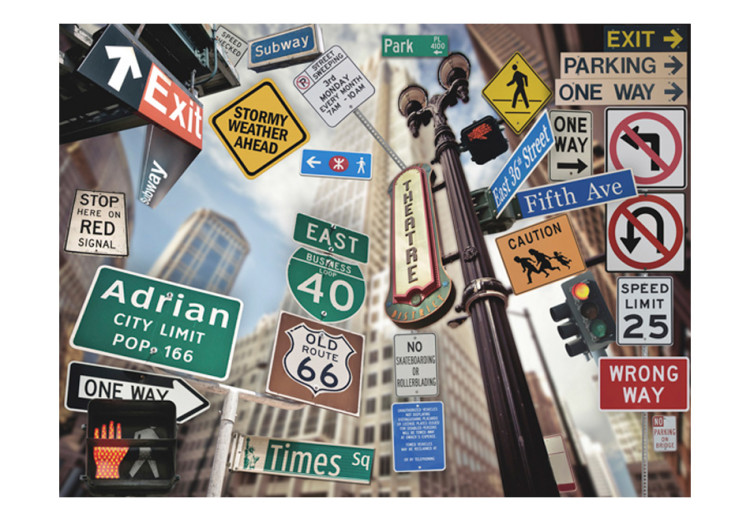 Fototapet New York-skyltar - street art med trafikskyltar från New York 60686 additionalImage 1