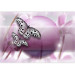 Fototapet Fjärilsplaneten - vita fjärilar i prickar på suddig bakgrund och blommor 61296 additionalThumb 3
