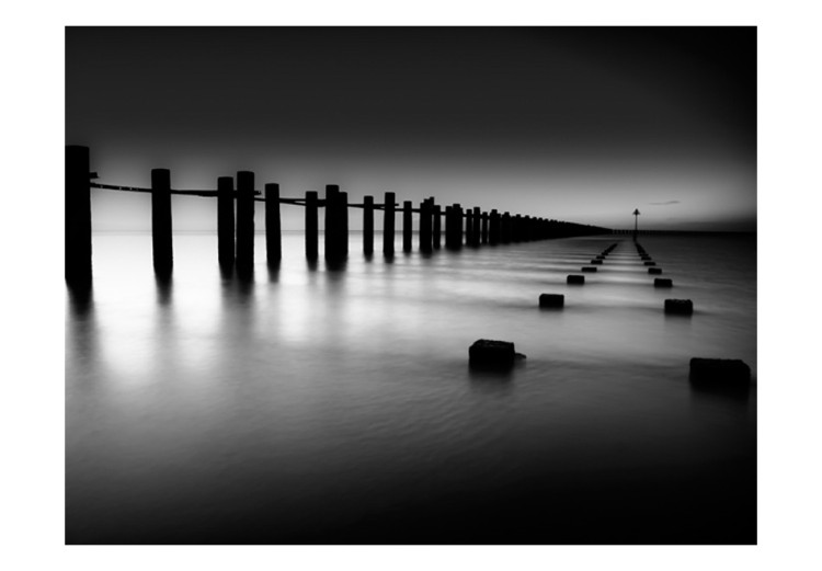Fototapet Thames och England - svartvitt landskap med lugnt vatten och kolonner 61596 additionalImage 1