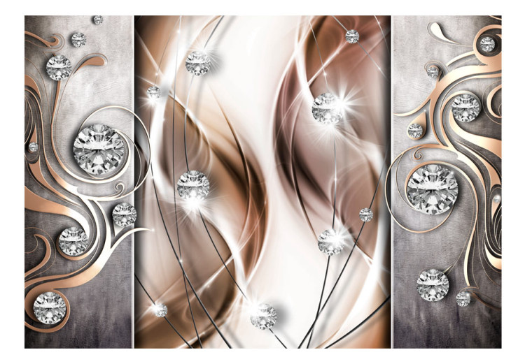 Fototapet Abstraktion med glans - subtila mönster på silverbakgrund med diamanter 61907 additionalImage 1