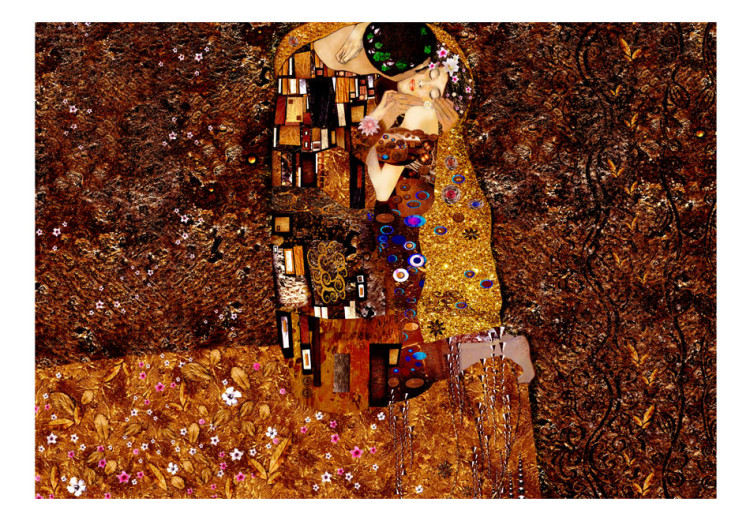 Fototapet Komposition inspirerad av Klimt - kyssande parfigurer på en äng 64507 additionalImage 1