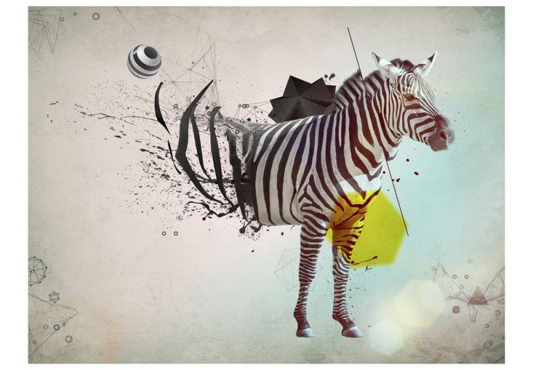 Fototapet Zebralove med harmoni - en abstraktion med natur och djur med en zebra i mjuka blå och vita färger 61327 additionalImage 1