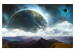 Fototapet Rymdens värld - landskap med rymden och jorden bland moln ovanför bergen 59837 additionalThumb 1