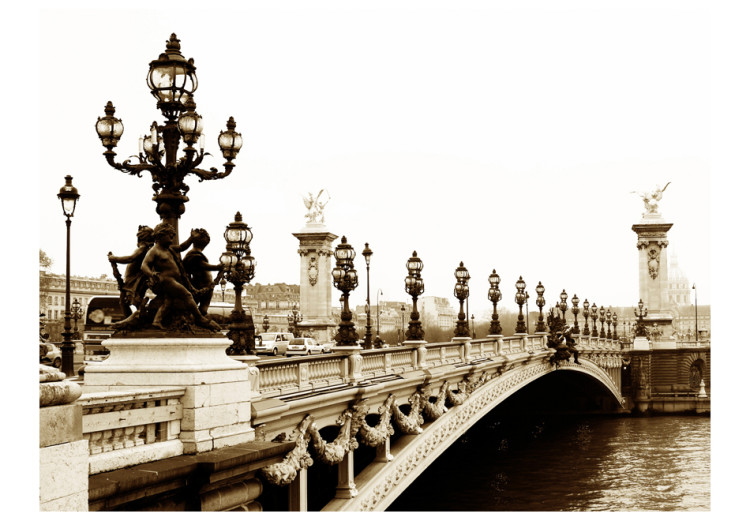 Fototapet Pariss arkitektur - berömda Pont Alexandre III i sepia 59937 additionalImage 1