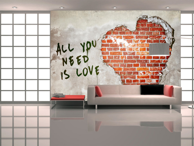 Fototapet Kärleken är allt du behöver - konstnärlig mural med text och kärlekstema 60757