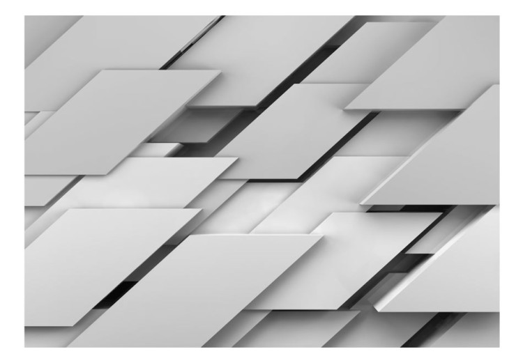 Fototapet Geometrisk rymd med figurer - gråa former i 3D-komposition 64457 additionalImage 1