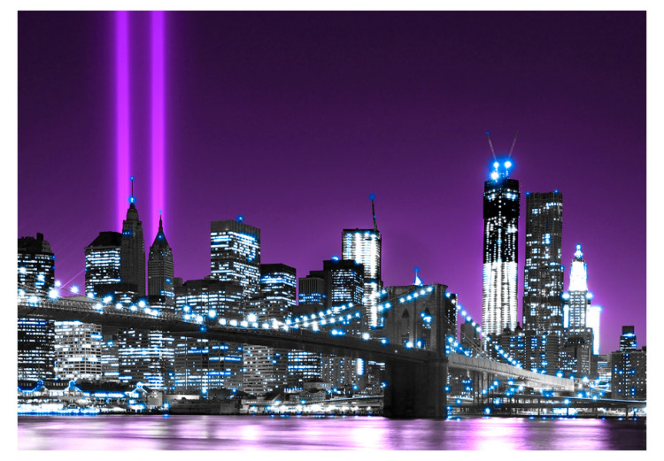 Fototapet New York i lila - Manhattan och arkitektur med Brooklyn Bridge 61567 additionalImage 1