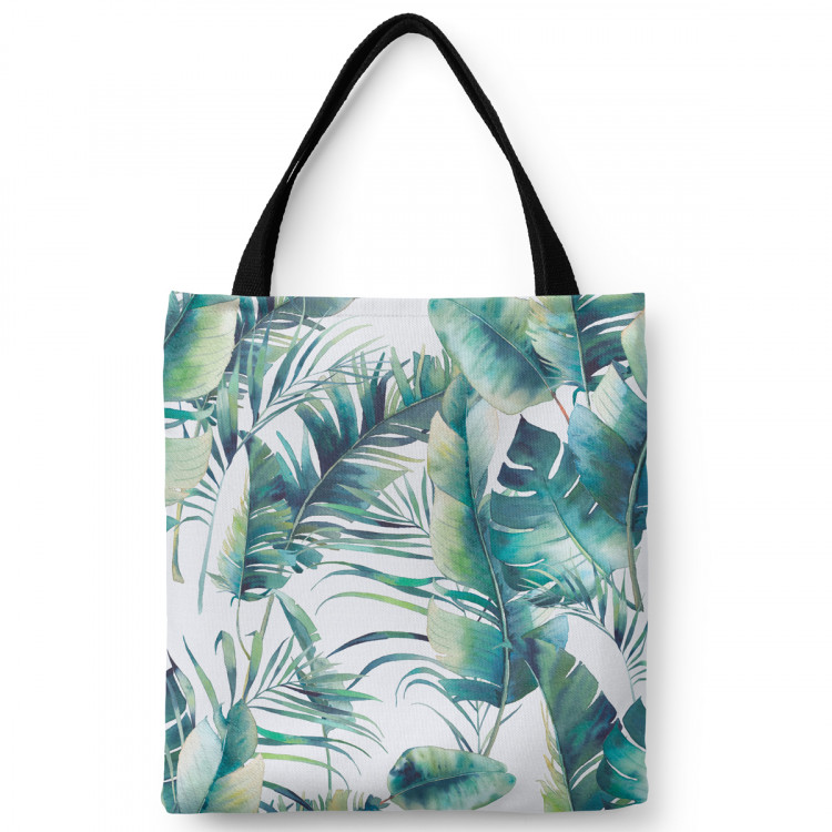 Shoppingväska Light leaves - tropical flora in watercolour style on white background 147577
