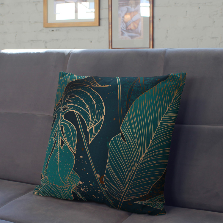 Mikrofiberkudda Botanical gold - a floral composition with monstera leaves cushions 146797 additionalImage 7