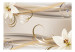 Fototapet Glamourkomposition - vita liljor med guldiga spiraler på en beige bakgrund 62097 additionalThumb 1