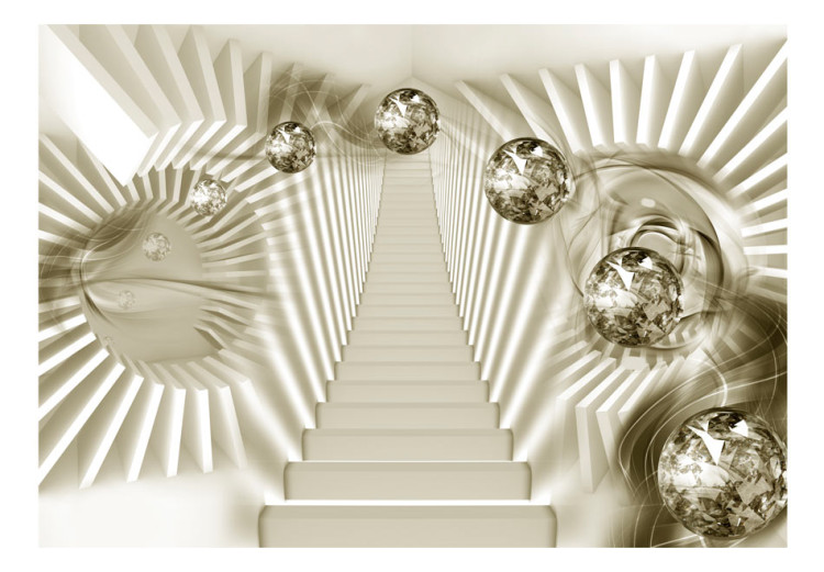Fototapet Tidsrummets abstraktion - moderna trappor med silverkulor 61908 additionalImage 1