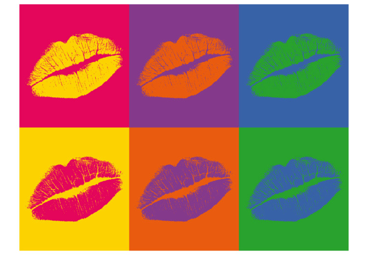 Fototapet Kyss - läppar i popkonststil i olika färger och kompositioner 61218 additionalImage 1