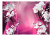 Fototapet Rosa komposition - vita orkidéer och pärlor på en rosa bakgrund med mönster 61928 additionalThumb 1