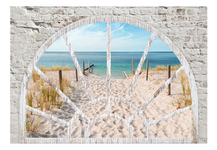 Fototapet Utsikt från fönstret - landskap med hav och strand på en stenig textur 62448 additionalImage 1
