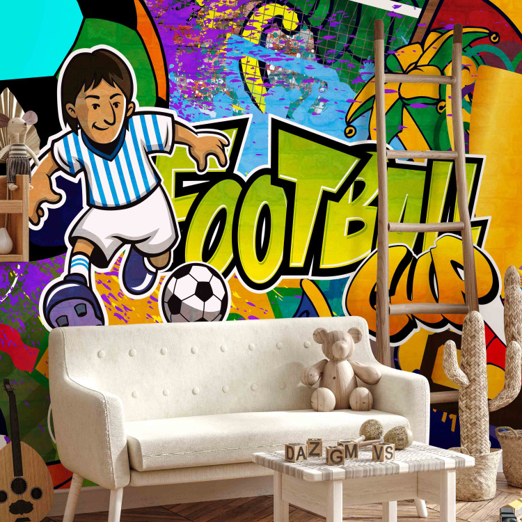 Fototapet Fotbolls-VM - färgglatt graffiti om fotboll med texten 61158 additionalImage 4