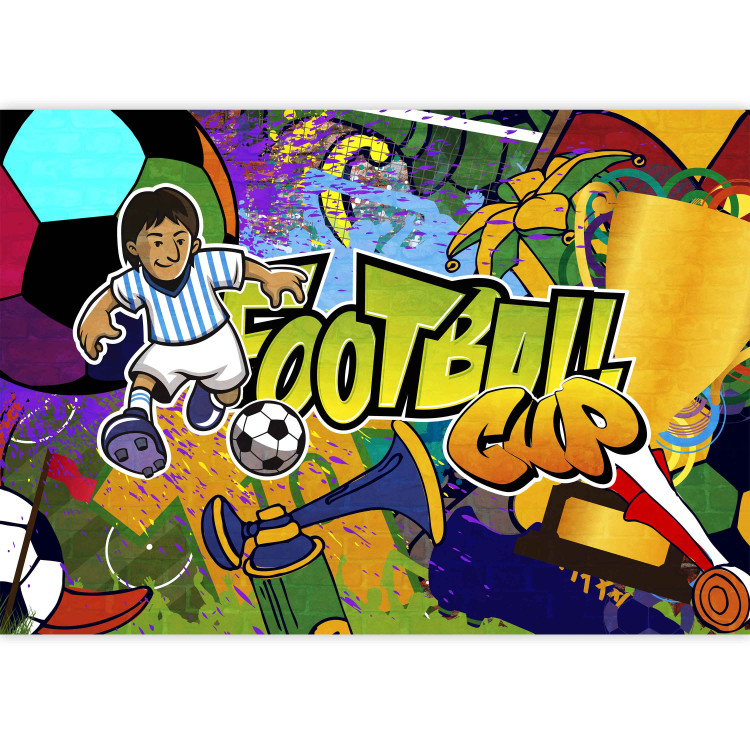 Fototapet Fotbolls-VM - färgglatt graffiti om fotboll med texten 61158 additionalImage 6