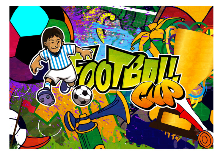 Fototapet Fotbolls-VM - färgglatt graffiti om fotboll med texten 61158 additionalImage 1