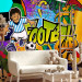 Fototapet Fotbolls-VM - färgglatt graffiti om fotboll med texten 61158 additionalThumb 3