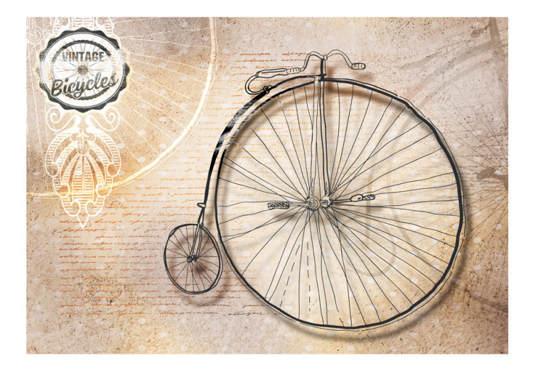 Fototapet Vintagecykel - gammal retrocykel med stort hjul i sepiaton 61168 additionalImage 1