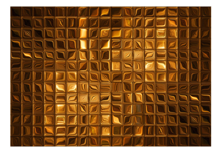 Fototapet Rostfritt mosaik - enhetlig komposition i glänsande kvadrater 64168 additionalImage 1
