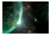 Fototapet Universum - rymdscape med stjärnor, grön jord och en satellit 64568 additionalThumb 1