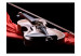 Fototapet Klassisk musik - fioler ligger på en röd scarf mot svart bakgrund 61378 additionalThumb 1