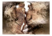 Fototapet Dold kärlek - abstraktion av två personers siluetter i bruna akvareller 64578 additionalThumb 1