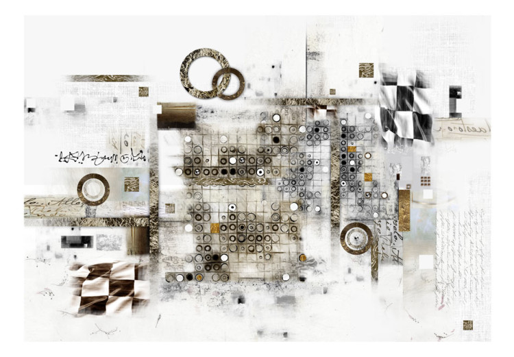 Fototapet Abstrakt komposition - konstnärlig kollage med svartvita cirklar 64398 additionalImage 1