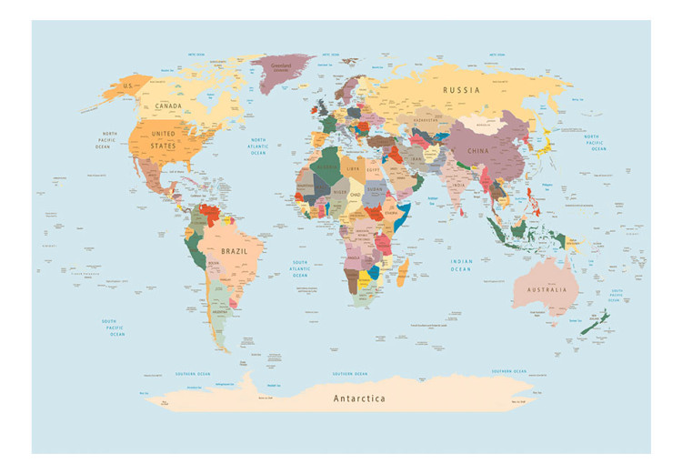 Fototapet Geografilektion - färgglad världskarta för att lära sig länder på engelska 64329 additionalImage 1