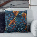 Mikrofiberkudda Mysterious bushes - blue and orange leaf motif cushions 146939 additionalThumb 2