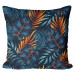 Mikrofiberkudda Mysterious bushes - blue and orange leaf motif cushions 146939